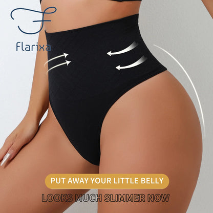 Flarixa High Waist Thongs Seamless Women Panties G-String Lingerie Tummy Control Shaping Girdle Shaper Underwear