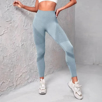 High Waist Fitness Leggings Striped Mesh Women Leggings High Waist Hip Liftting Outdoor Trainning Running Fashion Elastic Pants