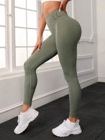 Newest Letter Honey Peach Hip Yoga Pants High Waist Lift Hip Tight Fitness Leggings  Seamless Training Sports Leggings for Women