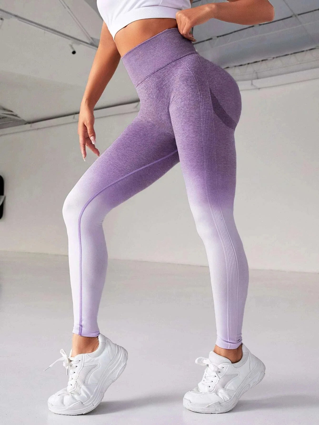 Women Gradients Seamless Leggings High Waist Leggings Slim Hip Liftting Fitness Pants High Elastic Fashion Gym Workout Tights