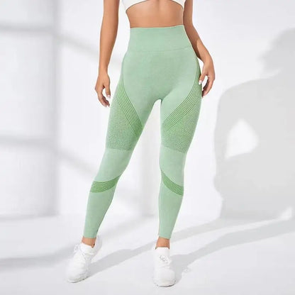 High Waist Fitness Leggings Striped Mesh Women Leggings High Waist Hip Liftting Outdoor Trainning Running Fashion Elastic Pants