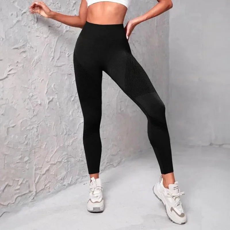 High Waist Fitness Leggings Striped Mesh Women Leggings High Waist Hip Liftting Outdoor Trainning Running Fashion Elastic Pants