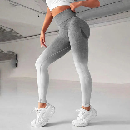 Women Gradients Seamless Leggings High Waist Leggings Slim Hip Liftting Fitness Pants High Elastic Fashion Gym Workout Tights