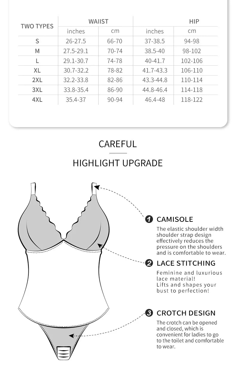 2023 Summer V-neck Camisole Lace Bodysuit Shapewear Women Backless Lingerie Sexy Thong Underwear Sculpting Body Shaper Fajas