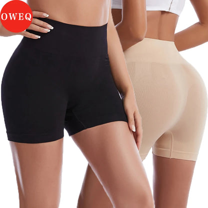 OWEQ Mid Waist Shaping Boyshort Panties Slimming Tummy Pants Solid Color Butt Lifter Body Shaper Tummy Control Shapewear