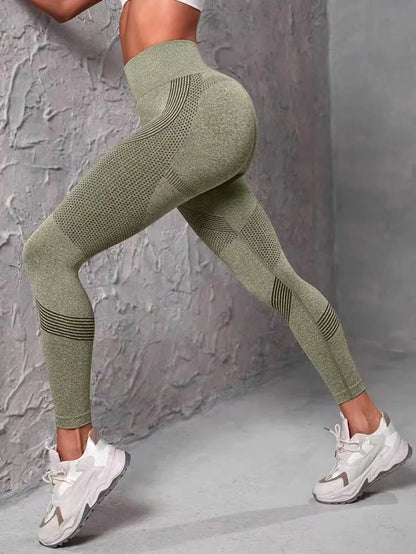 High Waist Fitness Leggings Striped Mesh Women Leggings High Waist Hip Liftting Outdoor Trainning Running Fashion Elastic Pants