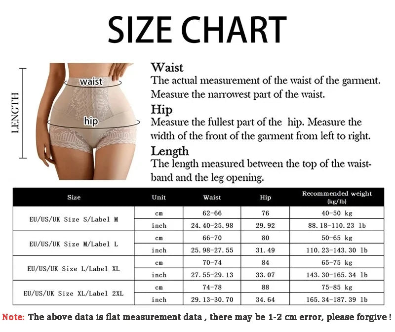 Women Seamless High Waist Tummy Control Shorts Panties with Lace Trim Flat Belly Shaping Slimming Underwear Butt Lifter Boyshort