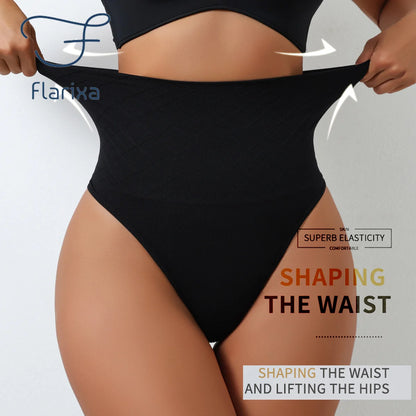 Flarixa High Waist Thongs Seamless Women Panties G-String Lingerie Tummy Control Shaping Girdle Shaper Underwear