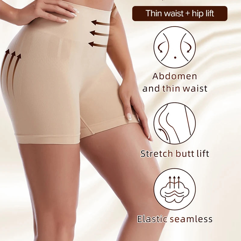 OWEQ Mid Waist Shaping Boyshort Panties Slimming Tummy Pants Solid Color Butt Lifter Body Shaper Tummy Control Shapewear