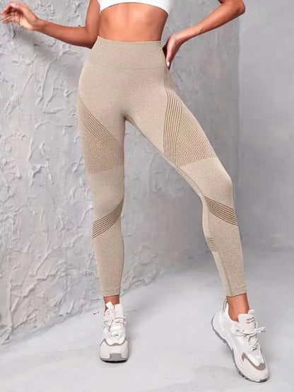 High Waist Fitness Leggings Striped Mesh Women Leggings High Waist Hip Liftting Outdoor Trainning Running Fashion Elastic Pants