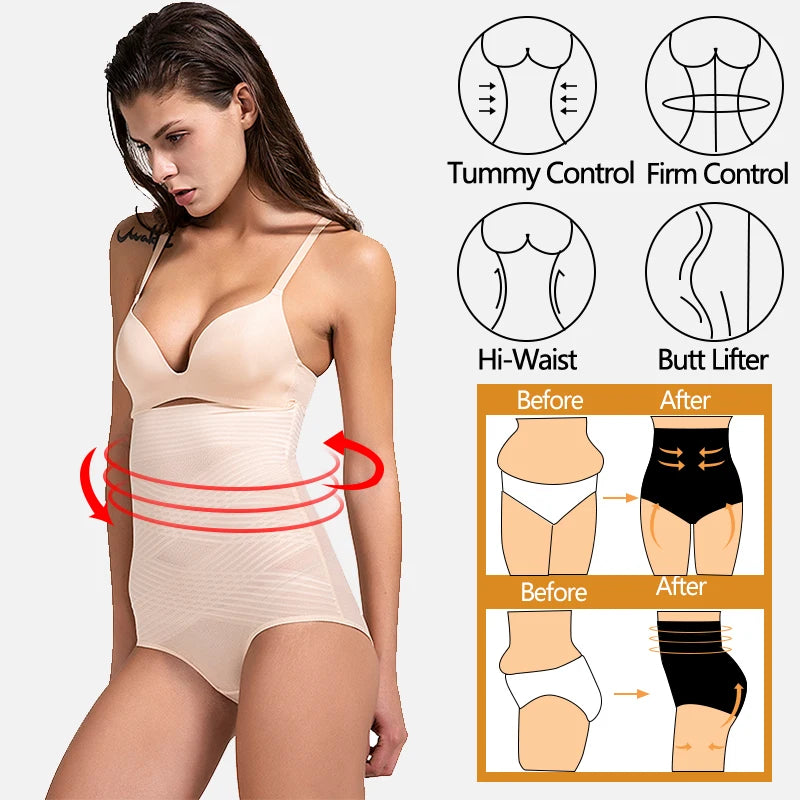 Tummy Control Slimming Shapewear Panties for Women High Waist Cincher Butt Lifter Shaping Underwear Body Shaper Girdle Panty