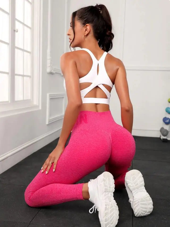 Newest Letter Honey Peach Hip Yoga Pants High Waist Lift Hip Tight Fitness Leggings  Seamless Training Sports Leggings for Women