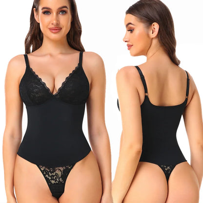 2023 Summer V-neck Camisole Lace Bodysuit Shapewear Women Backless Lingerie Sexy Thong Underwear Sculpting Body Shaper Fajas